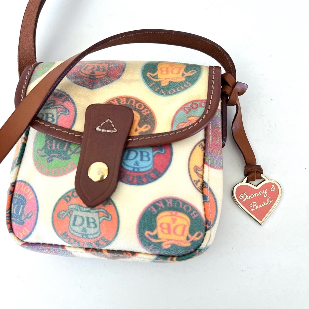 Dooney & Bourke Multicolor Coded Canvas Brown Lea… - image 7